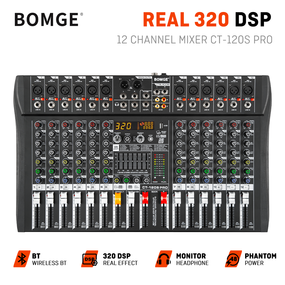 Jual BOMGE Seri CT Audio Mixer 6/8/12/16 Channel Professional Mixer ...