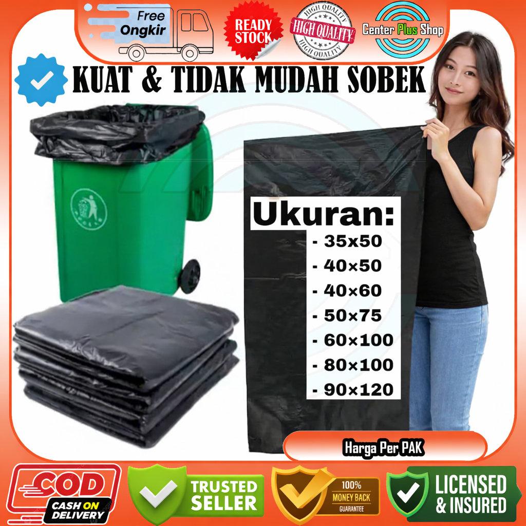 Jual 100 Unit Trash Bag Kantong Plastik Sampah Tempat Buang Hitam Black ...