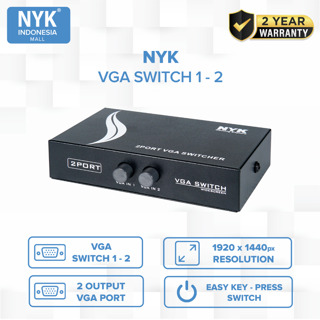 NYK VGA HUB 2.0 Switch 1-2 port COD HUB bergaransi Docking Station Data transfer Mobile phone macbook android iphone ipad tab MHL