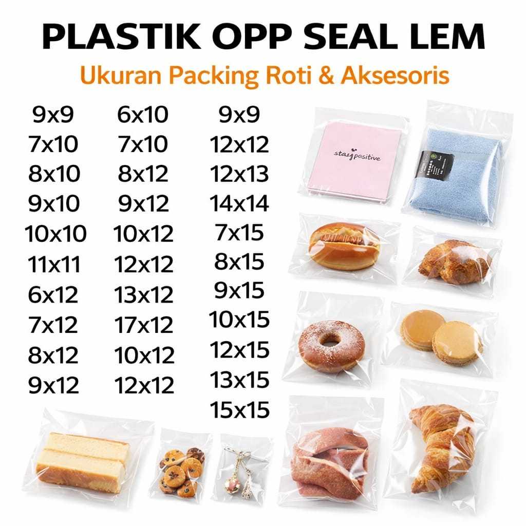 Jual Plastik OPP Seal Lem (Self Adhesive) Ukuran Lengkap 6x10 s/d 15x15 ...