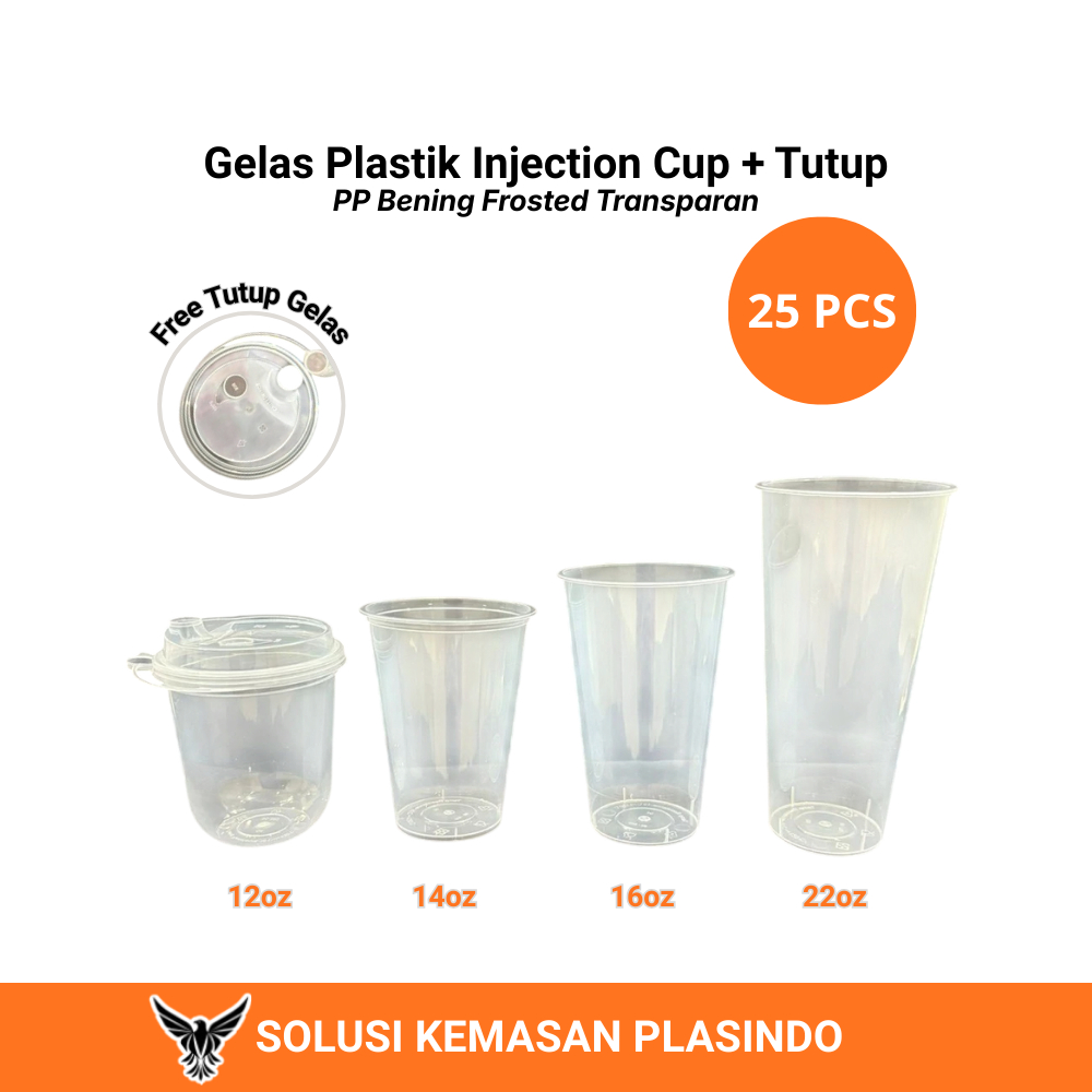Jual Gelas Plastik Injection Cup + Tutup PP Bening Frosted Transparan ...