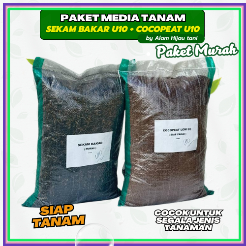Sekam Bakar Murni + Cocopeat Low EC Siap Pakai – Paket Media Tanam Tanaman Hias Lengkap