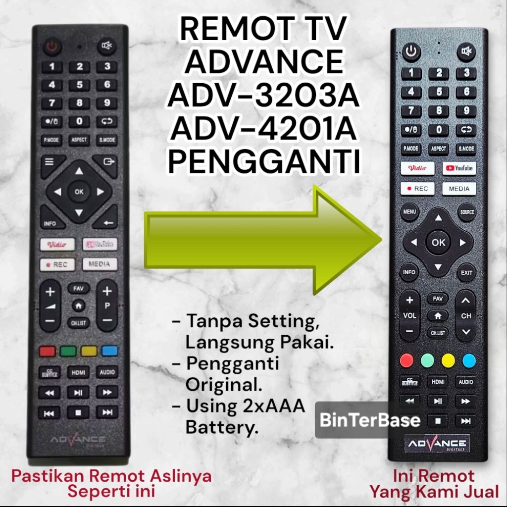 Jual Remote remot Smart TV Advance Android tv 3203A 4201A Infrared KW ...