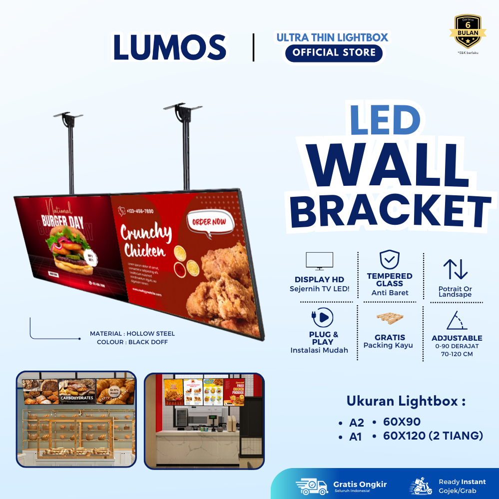 Jual Wall Bracket Standing Poster Ultra Thin Light Box LED Lightbox A2 ...