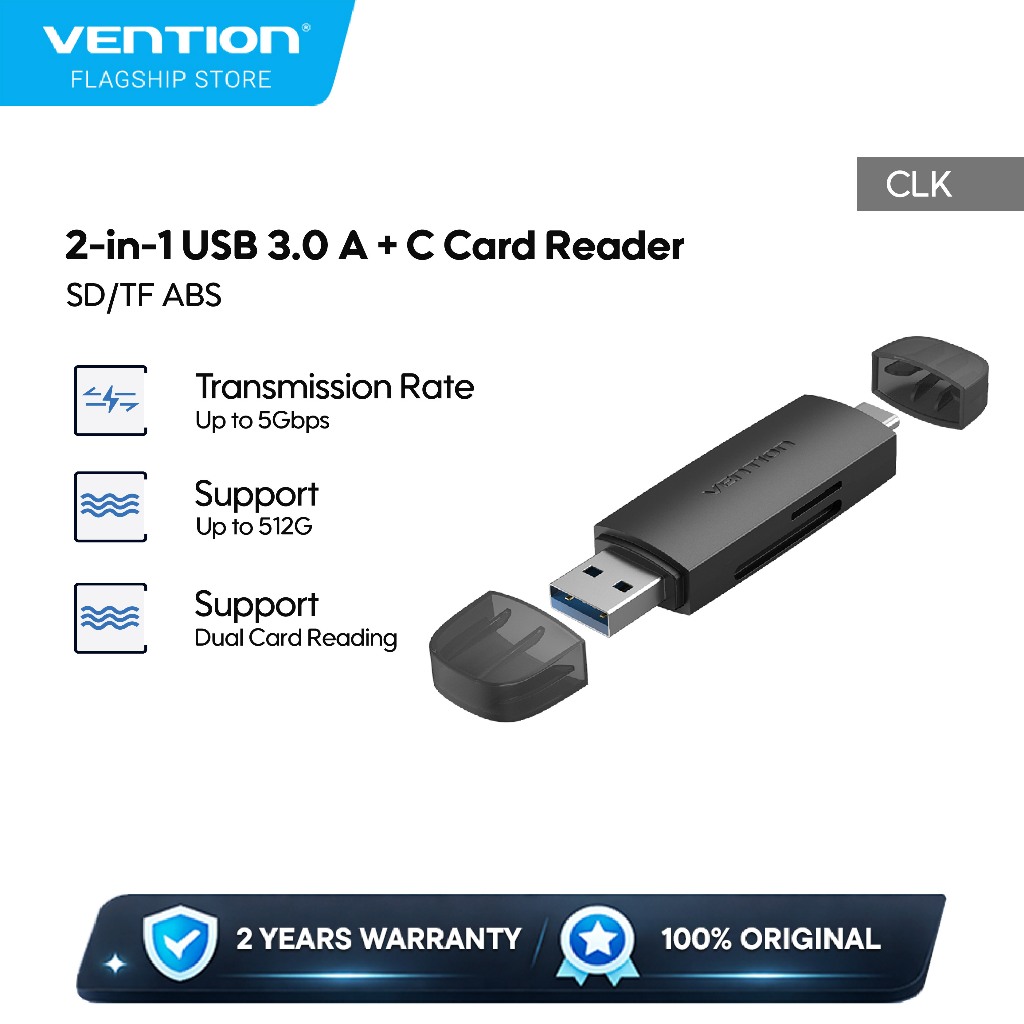 Jual Vention Card Reader 2in1 USB 3.0 A+C SD TF Dual Drive Letter - CLK ...