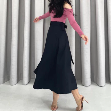 Rok Flare Wanita Rok Lilit Tali Kondangan Wisuda Bawahan Satin Valvet Instan
