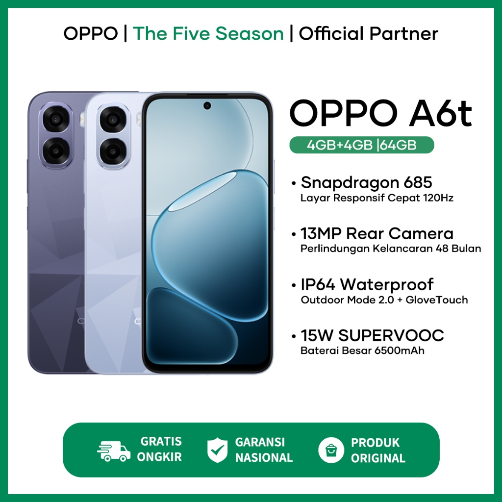 [NEW LAUNCH] OPPO A6t (4/64)(4/128)(6/128) - 6500mAh Battery 15W SUPERVOOC, Snapdragon 685 100% Ori