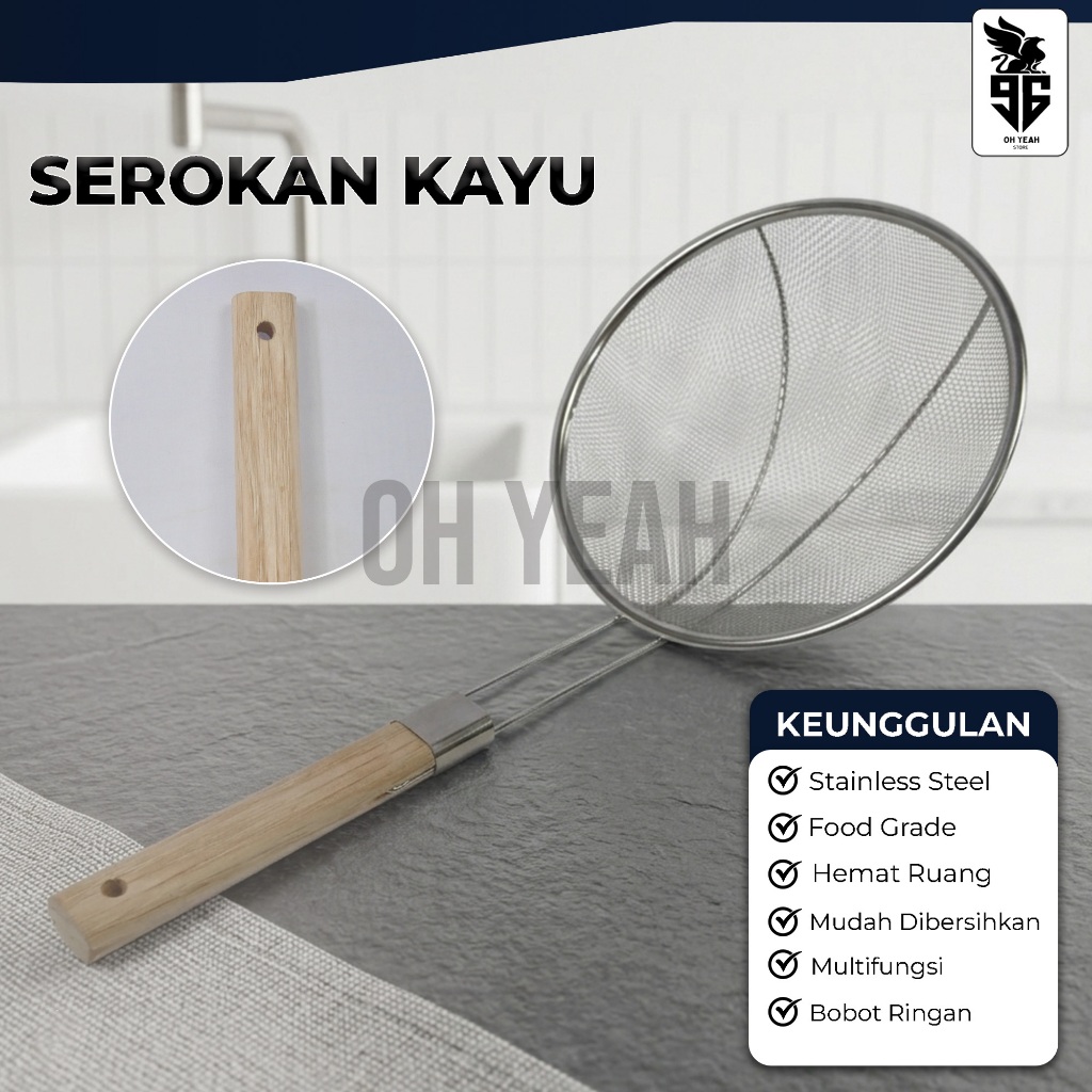 Jual Alat Masak Saringan Stainless Steel Handle Kayu Tahan Panas Awet ...
