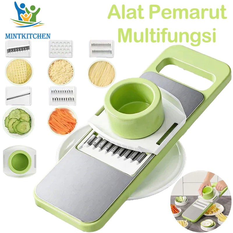 [COD]Parutan Multifungsi 8 In 1 Stainless Steel Premium Alat Pemotong Sayur Multifungsi Rumah Tangga Parutan Kentang Parutan-MintKitchen