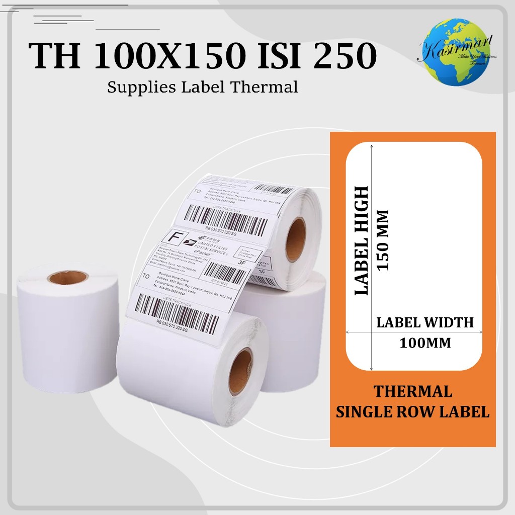 Jual Label Stiker Resi A6 Thermal 100x150 isi 250 Kertas Label Printer ...