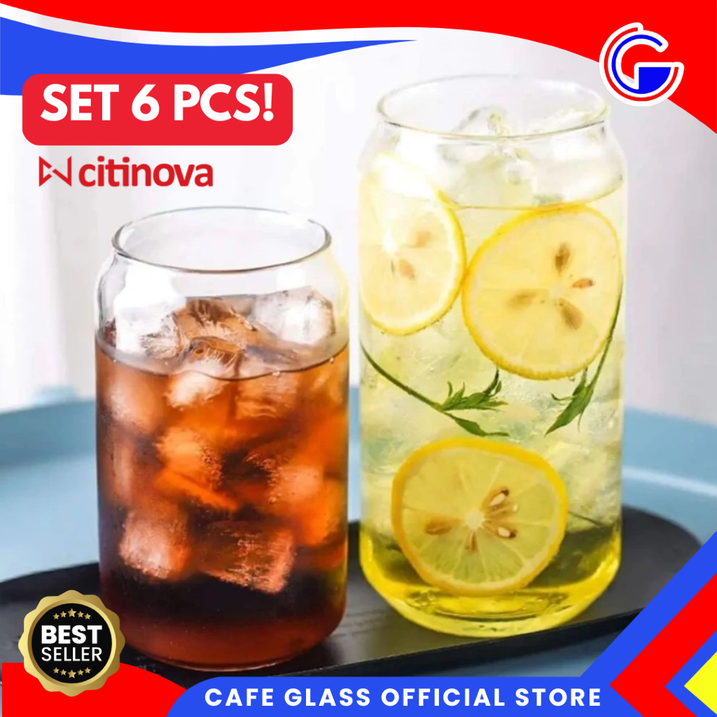 Gelas Model Kaleng 6 Pcs Citinova Ale - Tumbler Home Cafe - Gelas Kaca Aesthetic Korea - Cangkir Soda  Unik