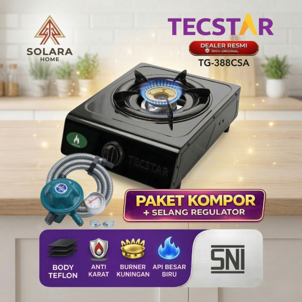 Jual TECSTAR Kompor Gas 1 Tungku Teflon TG-388CSA/Kompor Gas 1 Tungku ...