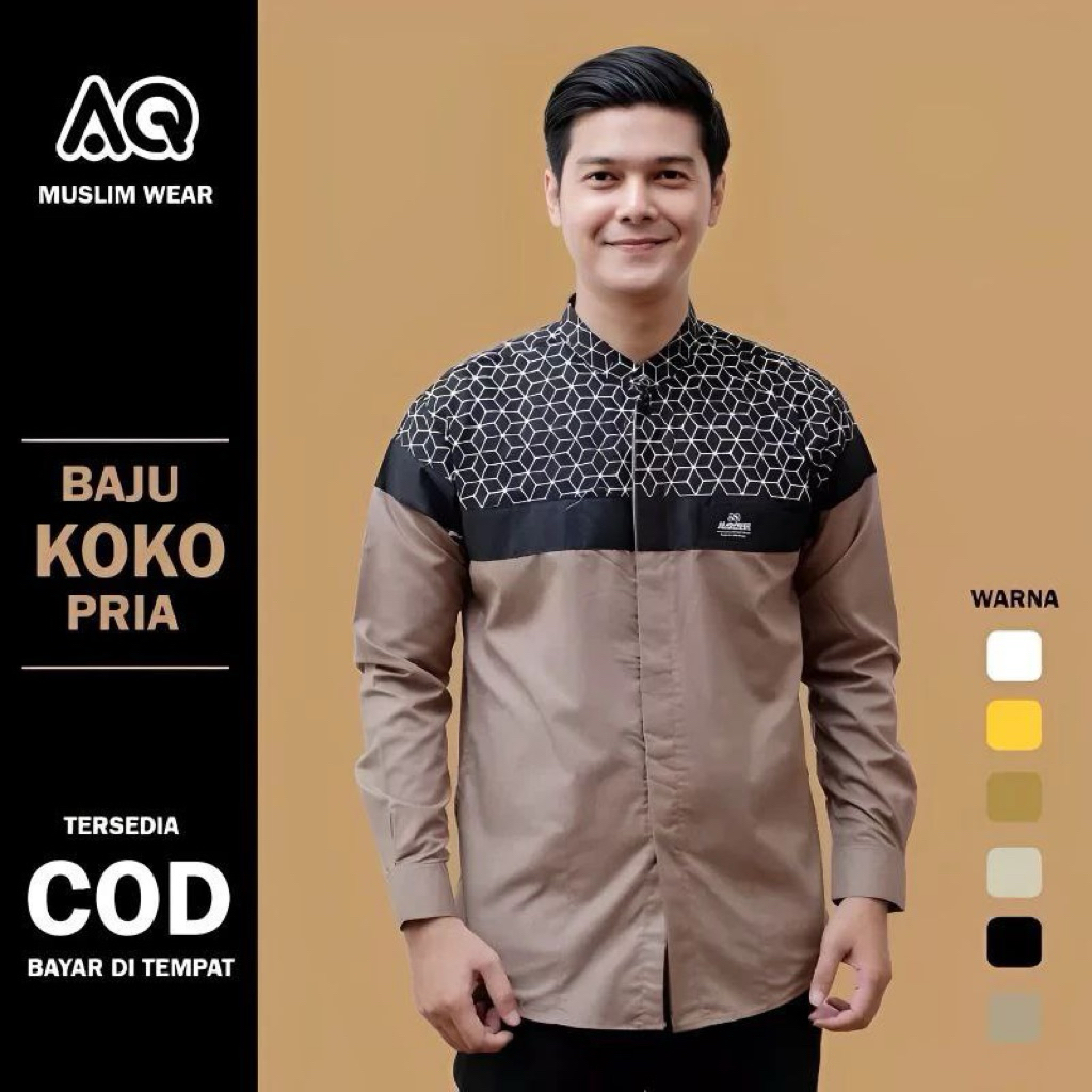 Baju Koko Kurta Dewasa Lengan Panjang Material Caaton Adem Baju Koko Hadroh Azahir Motif Senopati