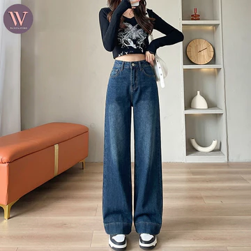 Celana Highwaist Jeans Wanita Celana Jeans Panjang Wanita Celana Kulot Straight Celana Jeans
