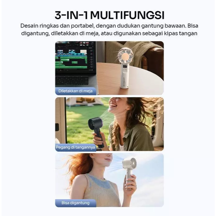 Jual ROBOT RT-HF02 Mini Fan Kipas Genggam Portable Fan High Speed ...