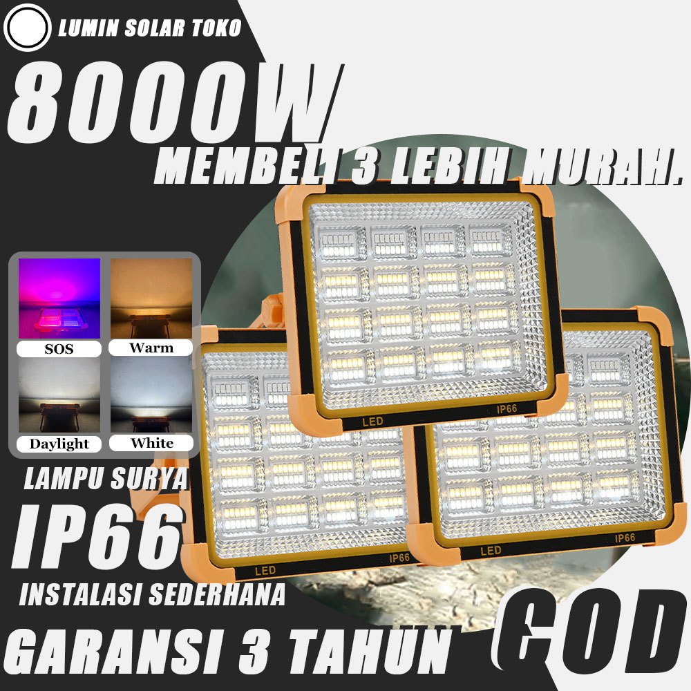 Jual LUMIN SOLAR TOKO 8000W Lampu Tenaga Surya Emergency, Lampu Solar ...