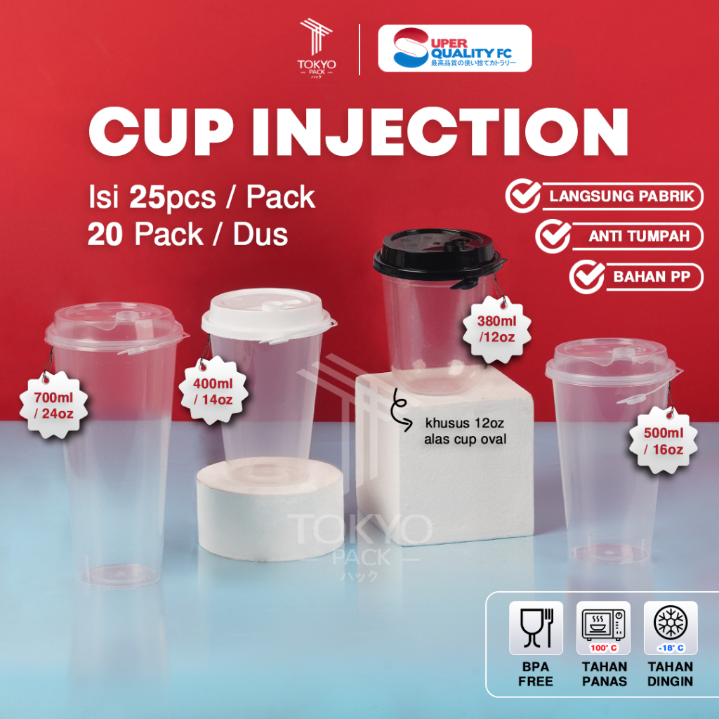 Jual Cup Injection 380ml 12oz Oval & 400ml 14oz / 500ml 16oz / 700ml ...