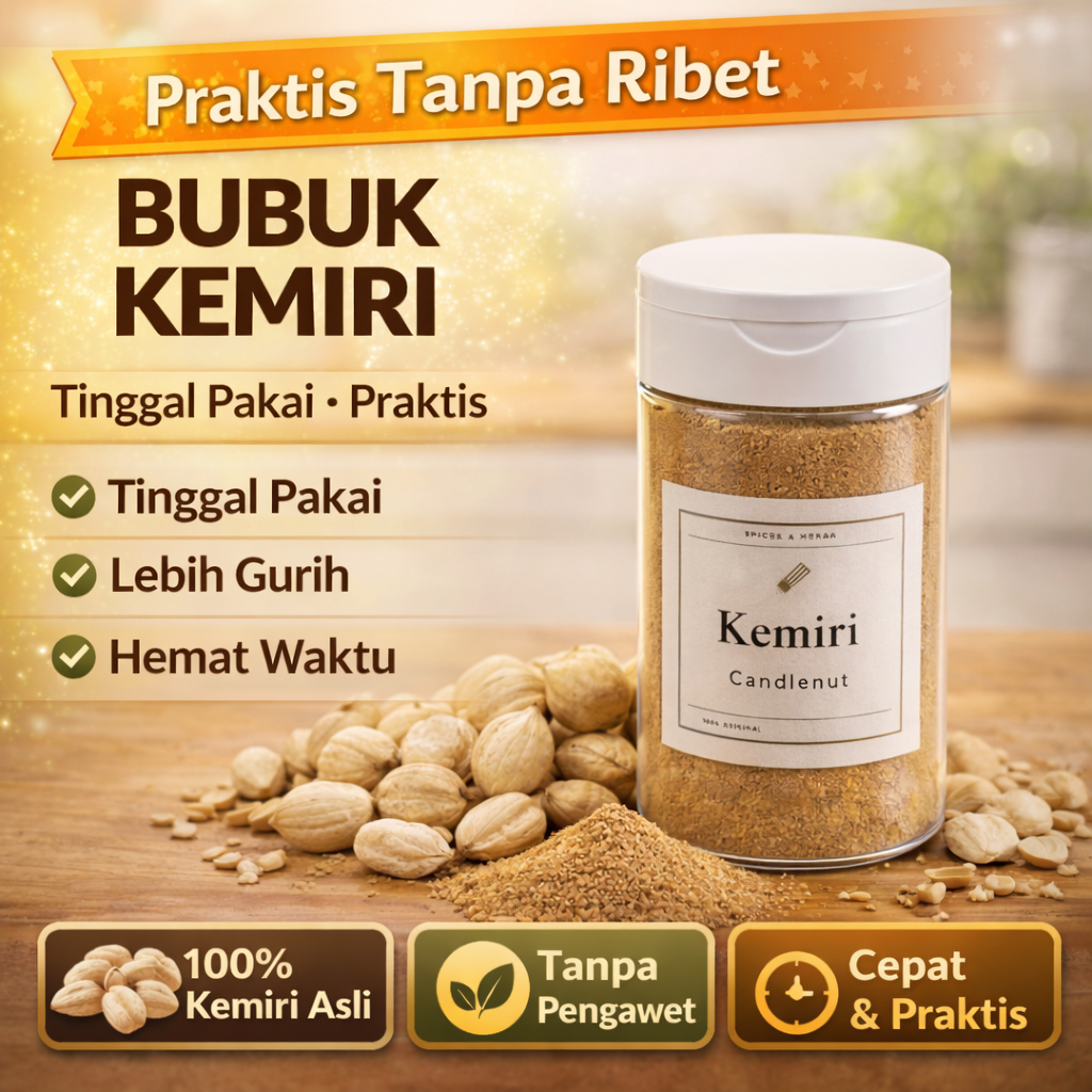 Jual Bumbu Rempah Kemiri Bubuk/Candlenut Powder 40gram Kemasan Botol ...