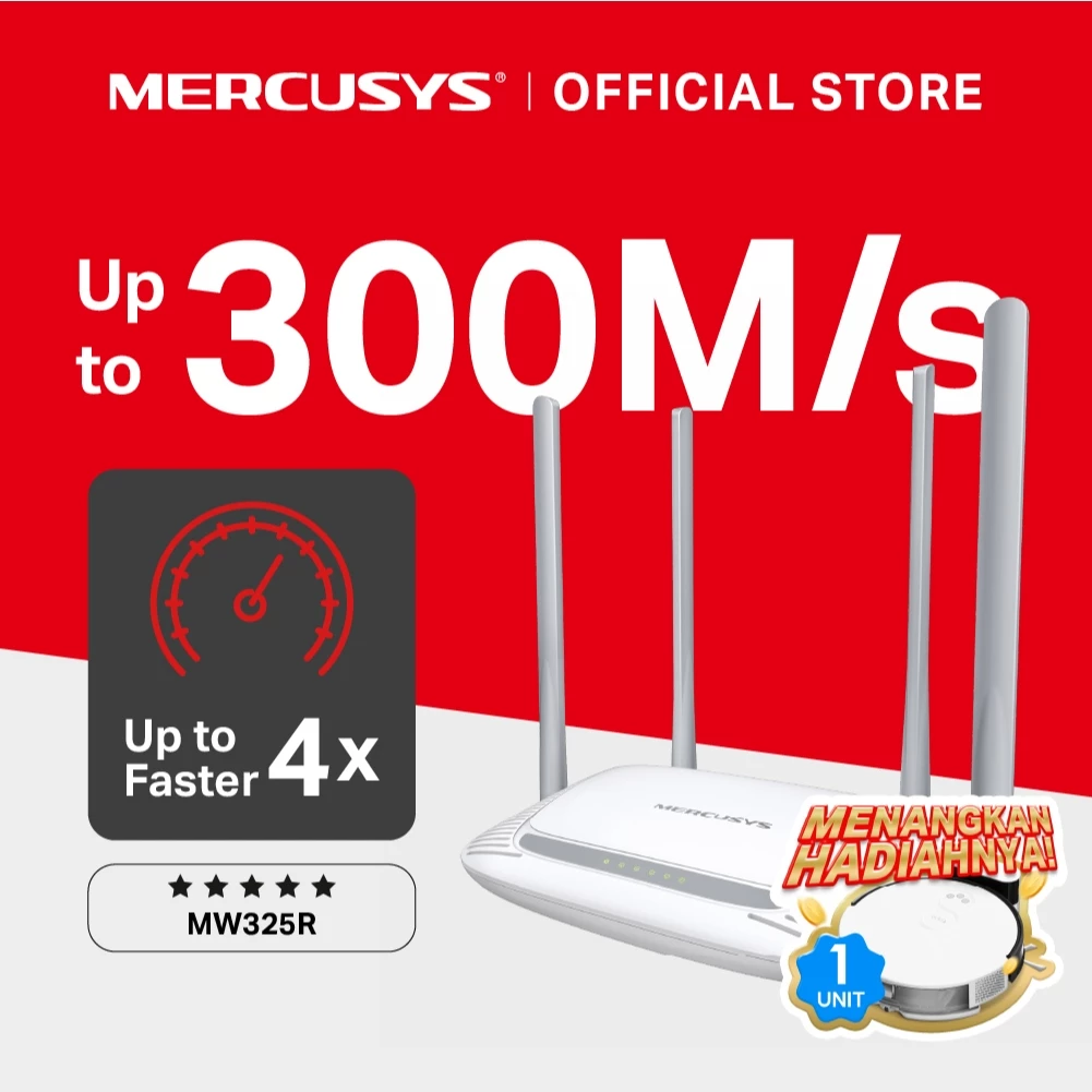 Mercusys | MW325R | Router Wi-Fi 300Mbps | 2.4Ghz | Wireless Access Point | Perkuat Jangkauan Sinyal | IPTV | IPv6 | Garansi 12 Bulan Mercusys | MW325R | Router Wi-Fi 300Mbps | 2.4Ghz | Wireless Access Point | Perkuat Jangkauan Sinyal | IPTV | IPv6 | Garansi 12 Bulan