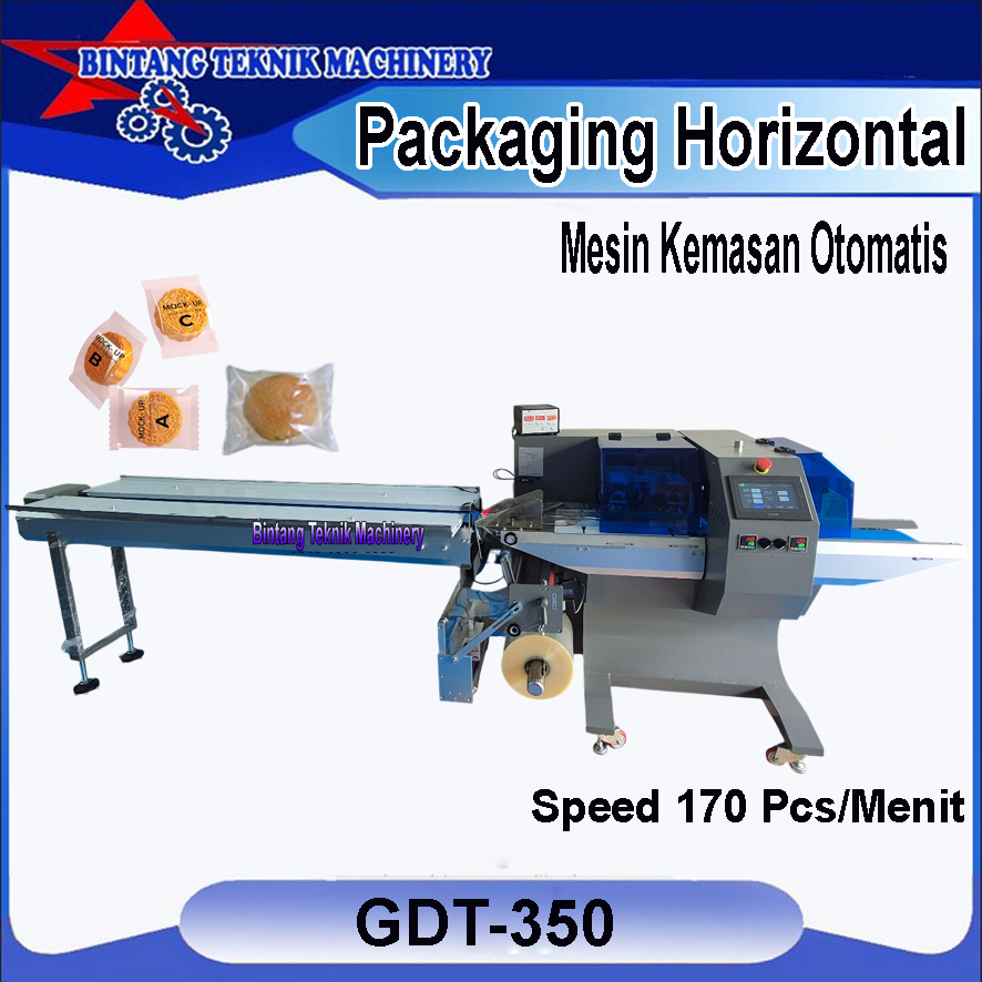 Jual mesin kemasan otomatis packaging horizontal 350 roti / biskuit ...