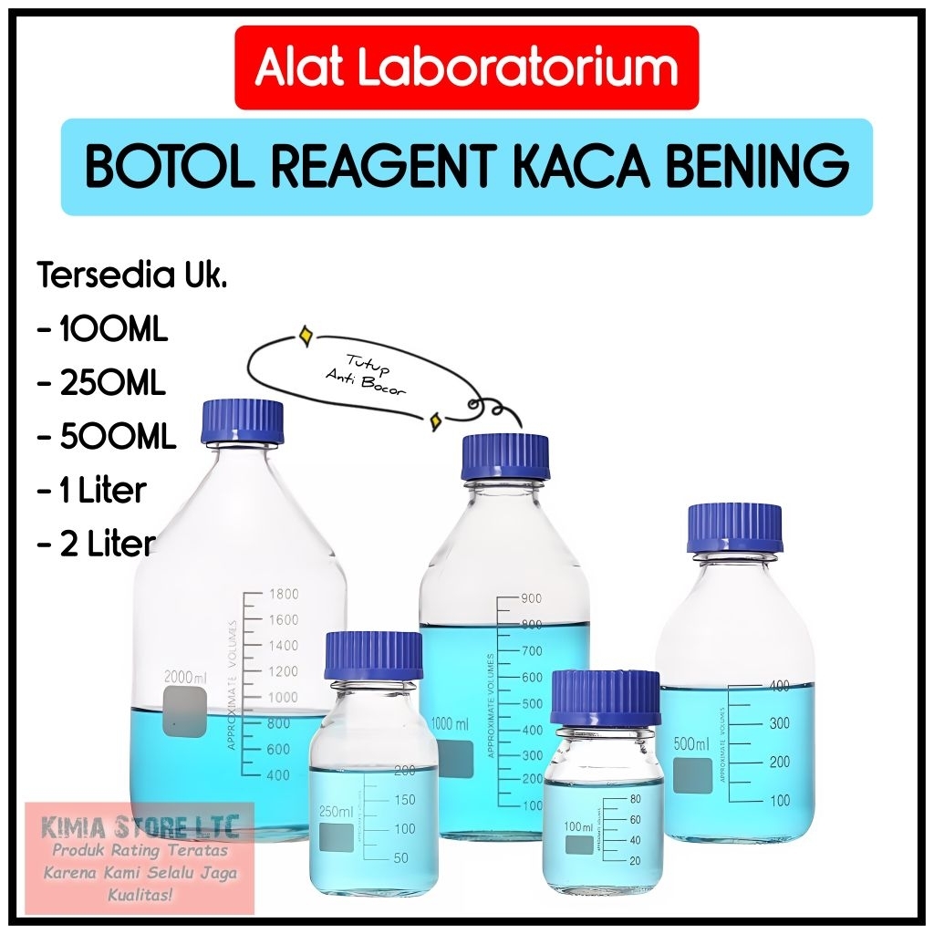 Jual BOTOL REAGENT 100ML, 250ML, 500ML, 1LITER, 2LITER ( BOTOL REAGEN ...