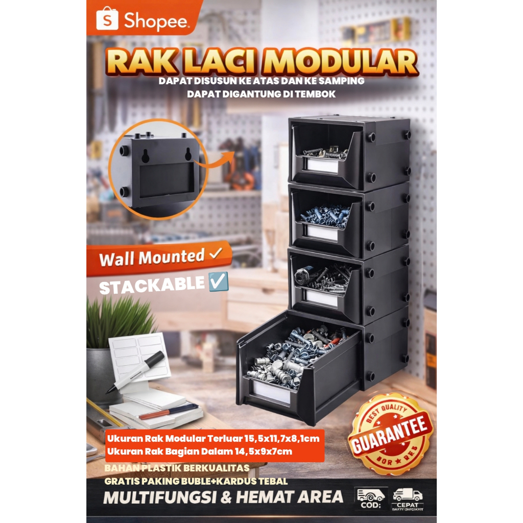 Jual Rak Laci Modular per 1 buah (Rako Modular) Rak Susun Plastik laci ...