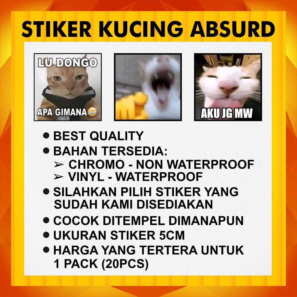 Jual STIKER KUCING ABSURD PACK ISI 20 PCS | STIKER CUSTOM | ABSURD ...