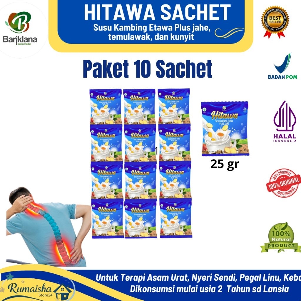 Jual Susu Etawa HITAWA Paket 10 Sachet – Plus Jahe, Temulawak, Kunyit ...