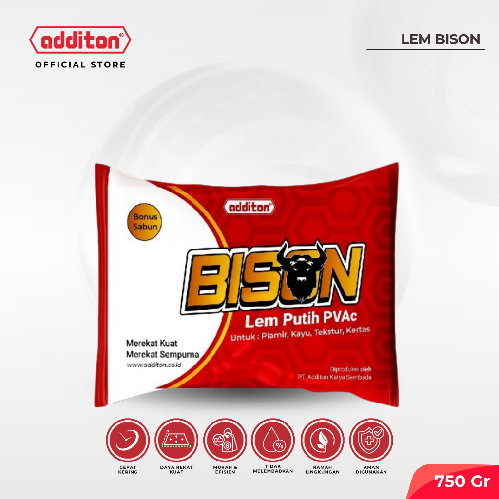 Jual ADDITON Lem Bison Lem Putih PVAc 750gr Serbaguna Membantu ...