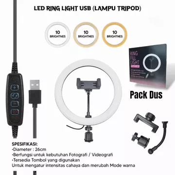Ringlight Ring Fill Light Ukuran 26Cm Lampu Ringlight Tripod Multi Live
