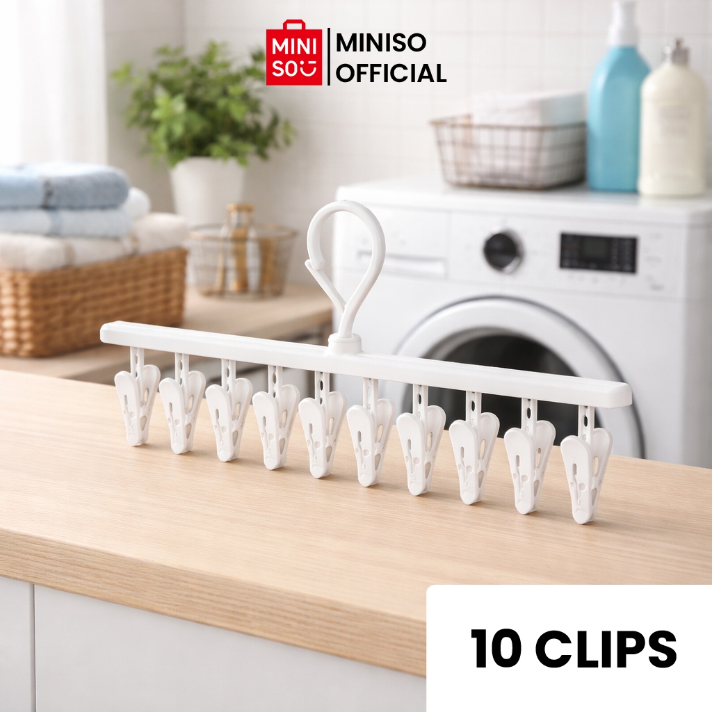Jual MINISO Milk Coffee Series Straight Drying Rack with 10 Clips ...