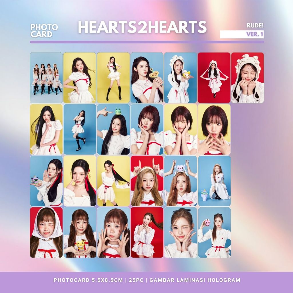 Jual GLOSSY PHOTOCARD HEARTS2HEARTS RUDE ROUNDED 25 PCS KPOP CARDS ...