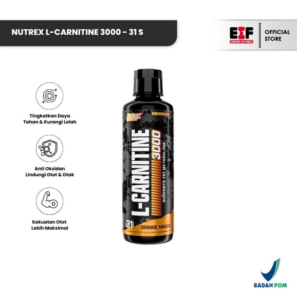 jual l carnitine 2g Jual NUTREX L-Carnitine 3000mg 31 Servings - Liquid Carnitine 465ml