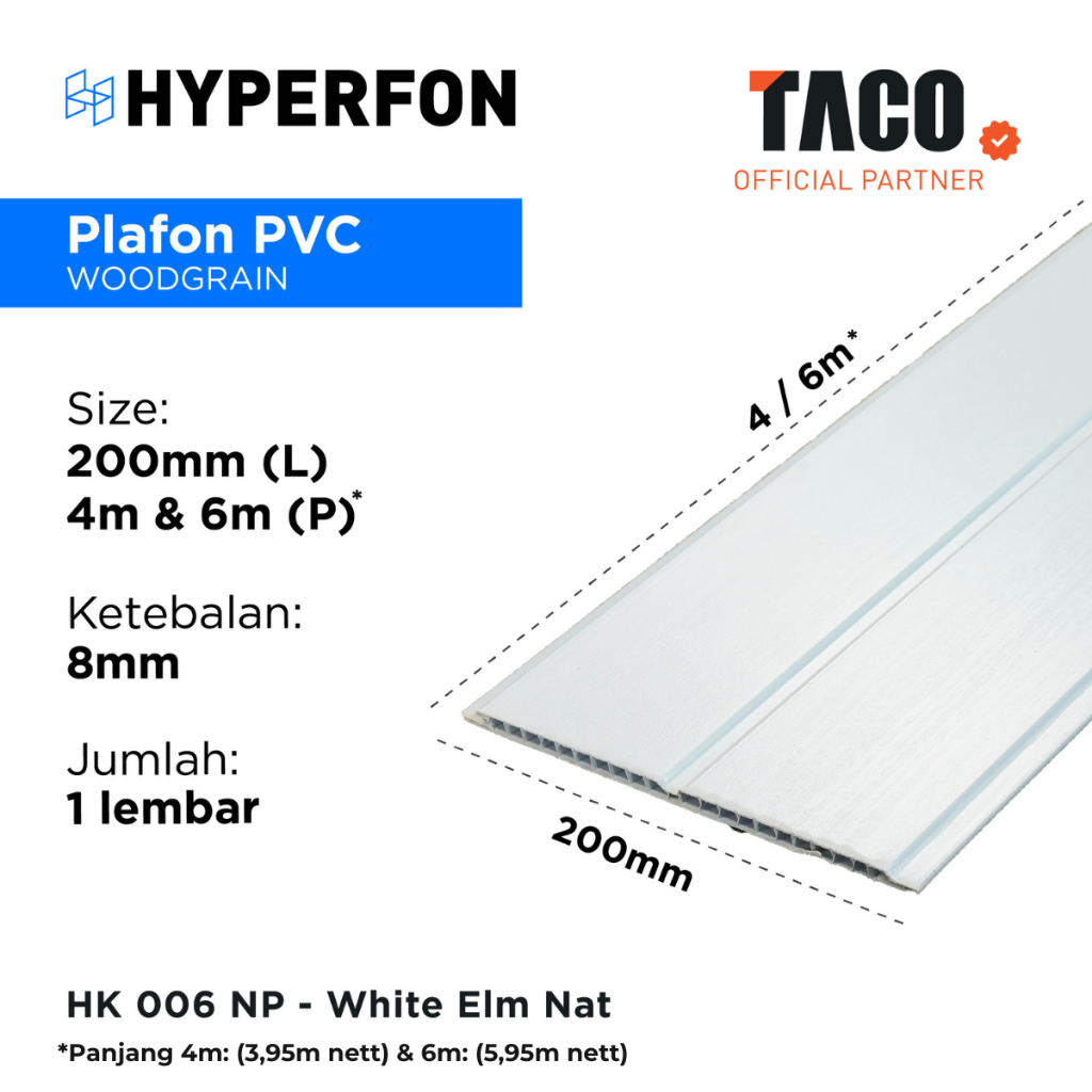 Jual Hyperfon Plafon PVC Putih Laminated Tekstur - HK 006 Rata & Nat ...