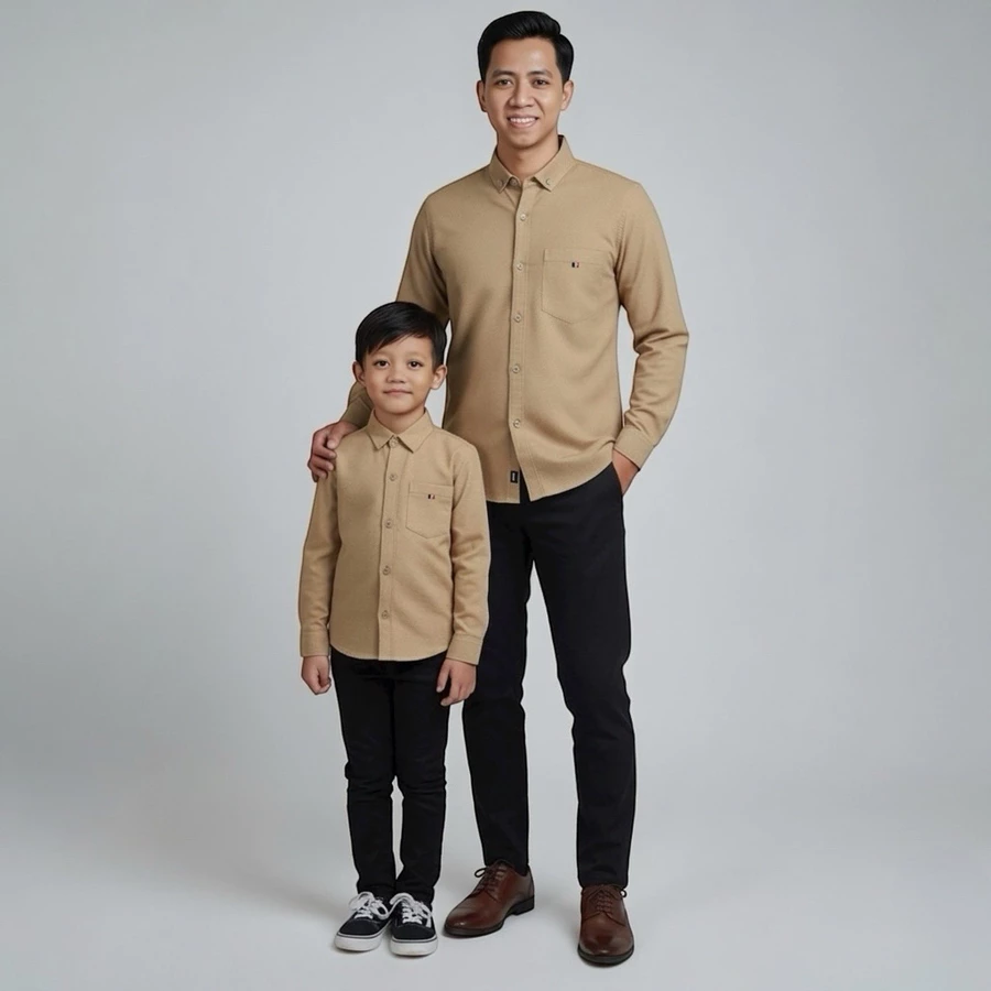 Kemeja Pria Dewasa dan Anak Couple Bahan Katun