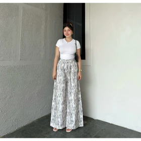 Everyday Pants Motif Abstrak Celana Panjang Wanita Baggy Kantor Kuliah Kulot Pinstripe Celana