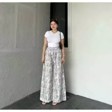 Everyday Pants Motif Abstrak Celana Panjang Wanita Baggy Kantor Kuliah Kulot Pinstripe Celana