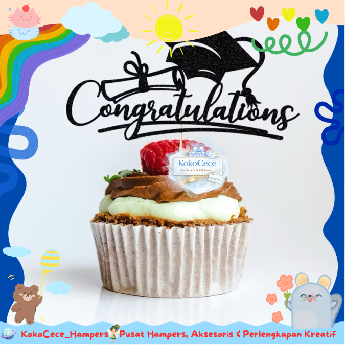 Jual Topper Happy Congratulations Topper Wisuda Acrylic Cake Topper ...