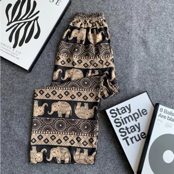 Threelook Celana Kulot Hommy Motif Gajah Bahan Rayon Premium Celana Kulot Panjang Wanita Mihu