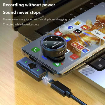 Mic Wireless Q9 Noise Reduction Microphone Clip On HP IPhone Android Untuk Live Vlog