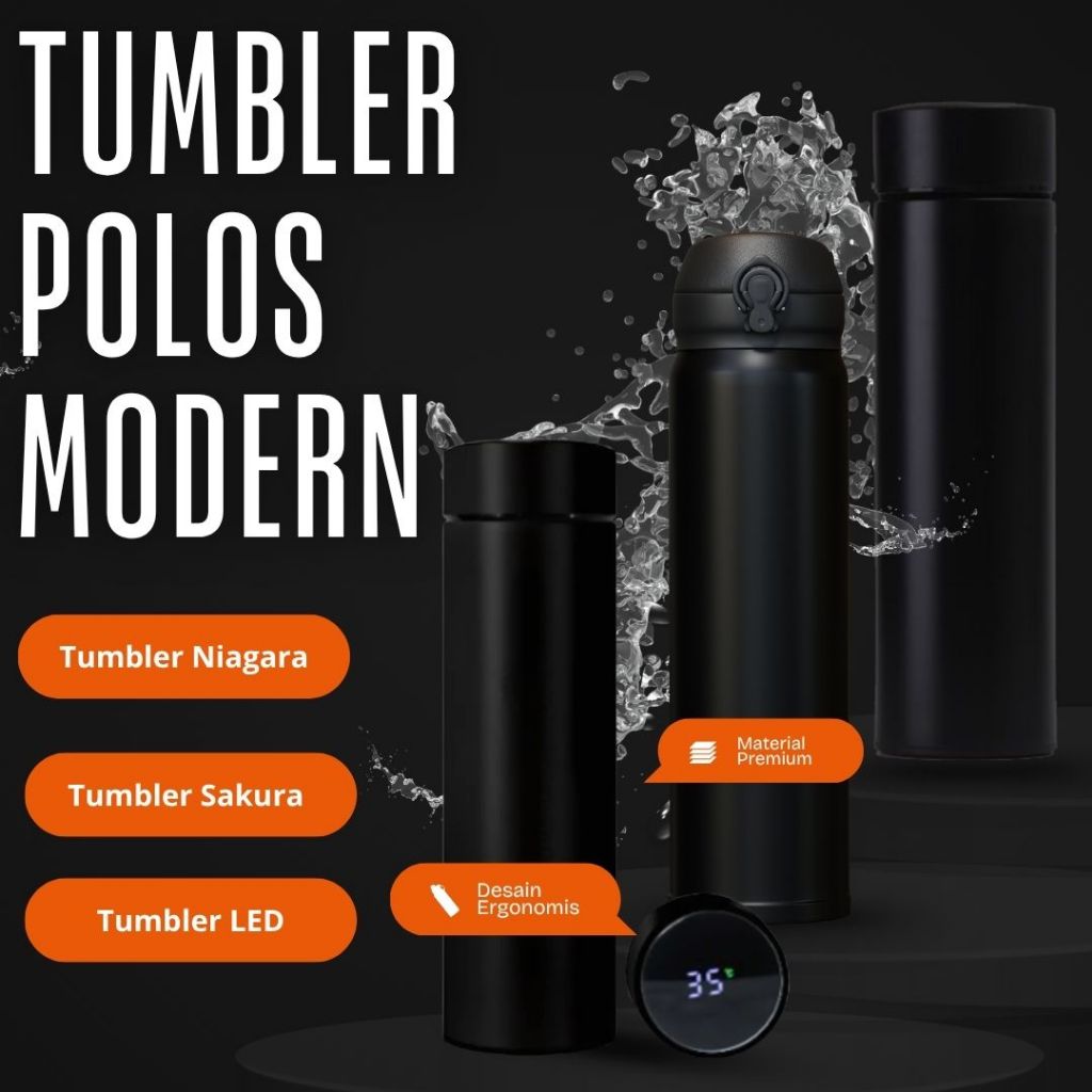 Jual Tumbler Botol Minum Polos Black Edition - Tipe Niagara / Sakura ...