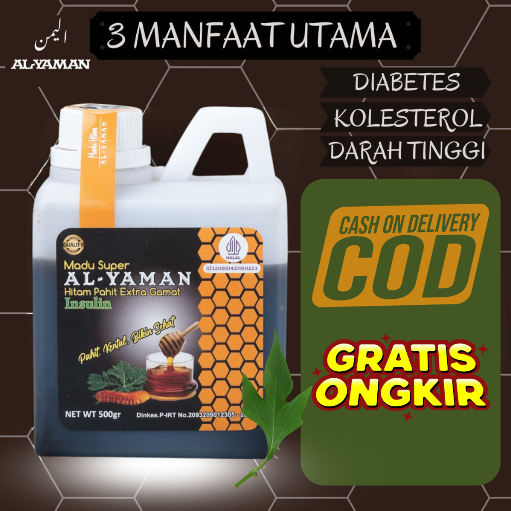 Madu Hitam Pahit Al-Yaman Insulin Extra Gamat 500 gram Mengobati Diabetes, Kolestrol, Darah Tinggi