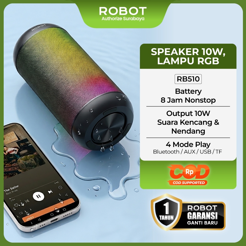Jual ROBOT Speaker Bluetooth RGB 360° 10W IPX4 Speaker Portable Bass ...