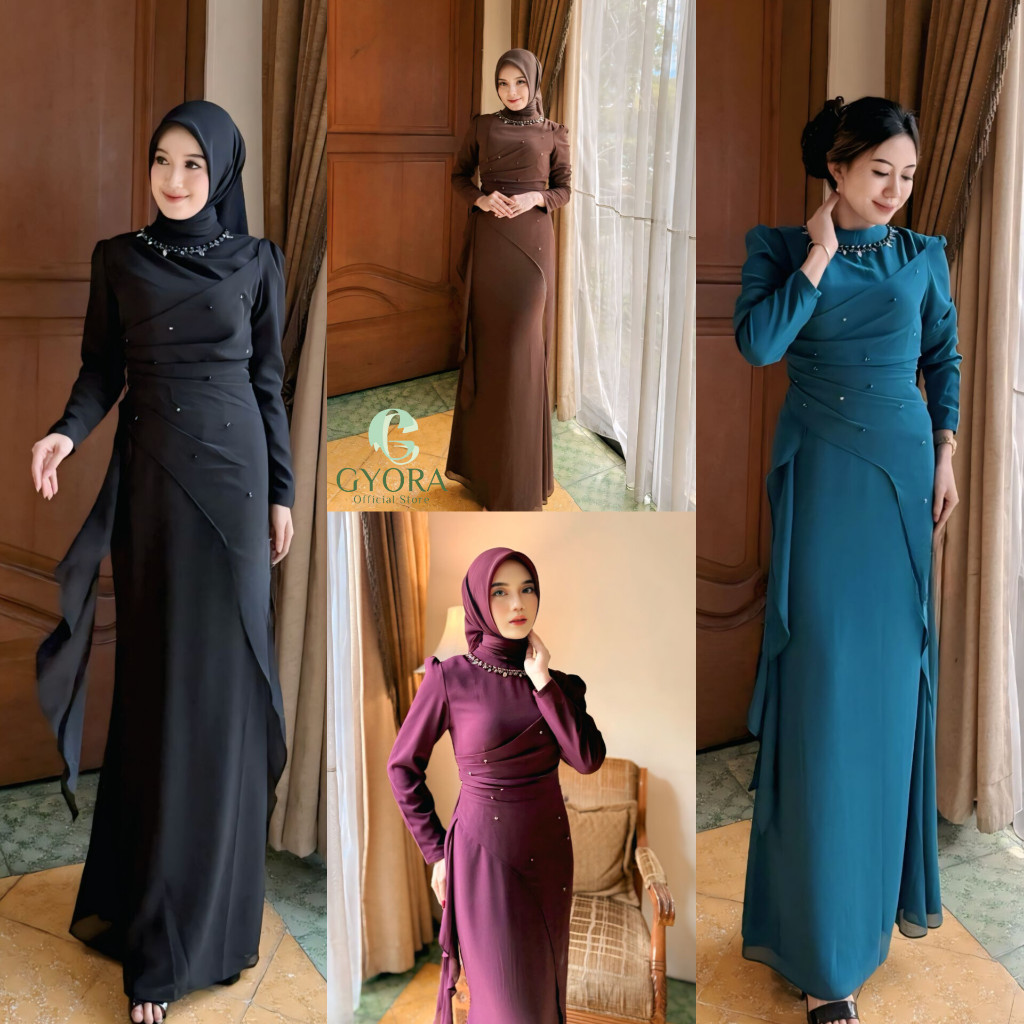 Jual GYORA | HARUMI DRESS WANITA SIMPLE ELEGAN CERUTY BABYDOLL PAYET ...