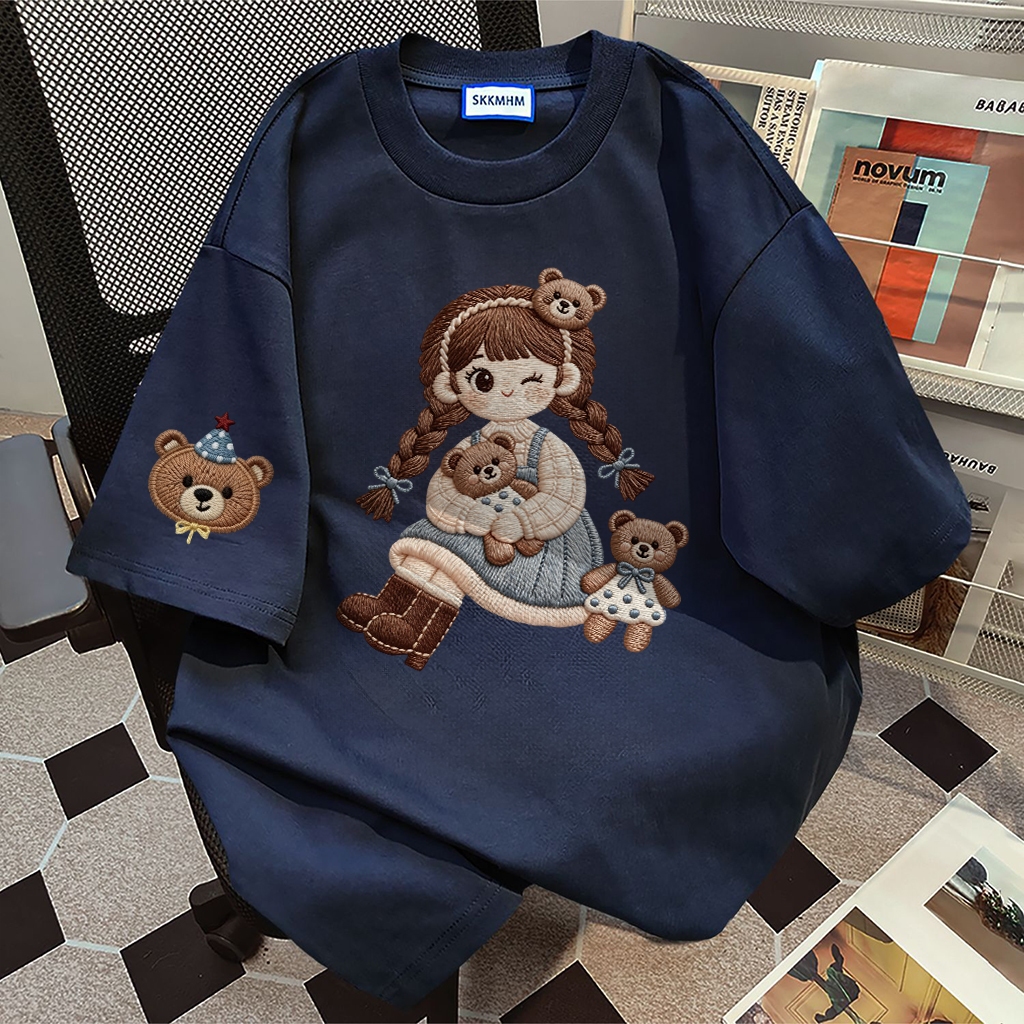 Jual Forteid Biru laut T-shirt Lengan Pendek Baju Kaos Oversize Wanita ...