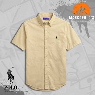 Kemeja Polos Pria Lengan Pendek P.O.L.O'S. Premium Quality. Logo Bordir Casual Model Slimfit