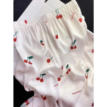 One Set Piyama Baju Tidur Wanita Baju Tidur Lengan Panjang Celana Panjang Bahan Satin Silk BTW