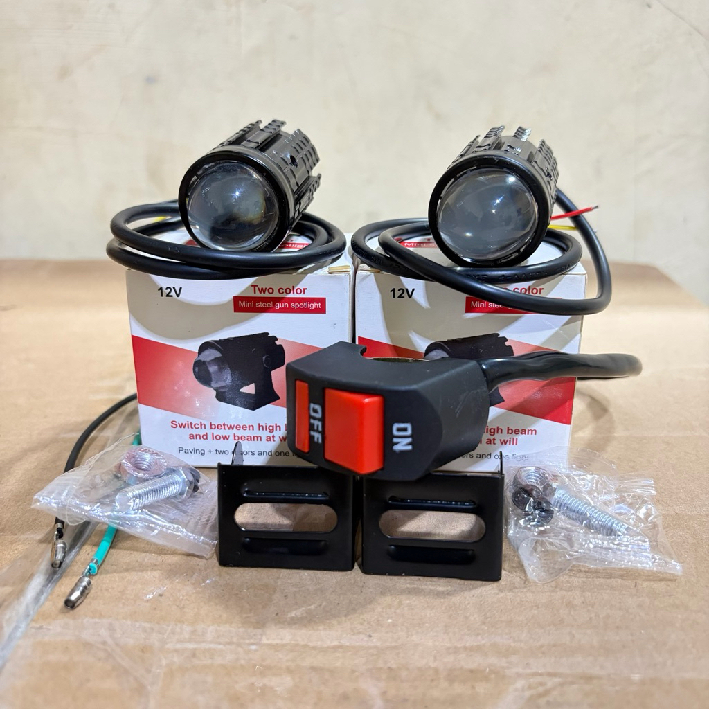 paket lampu tembak d2 mini led laser 2PCS lampu d2 mini Bonus Saklar stang on off universal semua motor