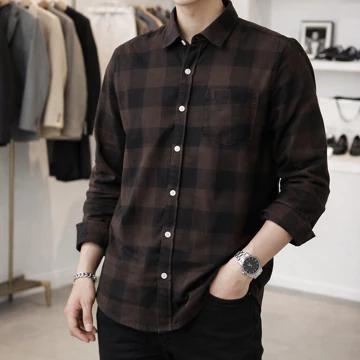 Kemeja Flanel Impor Pria Kuaitas Premium Lengan Panjang Motif Kotak