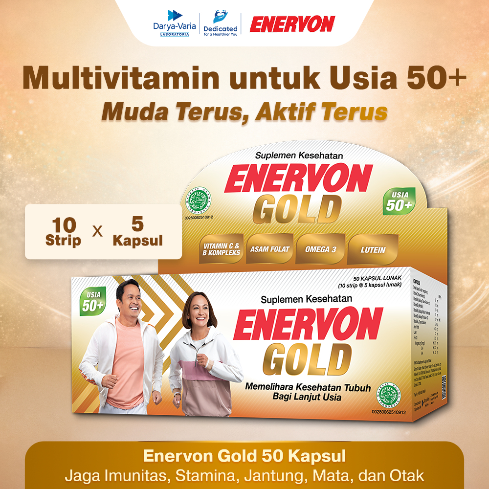 Jual Enervon Gold Vitamin C, B Complex, Omega 3 Isi 50 Tablet (10 Strip ...